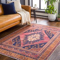 Amelie Washable Pink Traditionnal Vintage Boho Living Dining Rug Coral cm x 275 cm