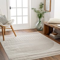 Floransa Geometric Grey Ivory Modern Living Dining Bedroom Rug Light cm x 275 cm