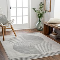 Florensa Geometric Brown Grey Modern Living Dining Bedroom Rug Mid Grey cm x 215 cm
