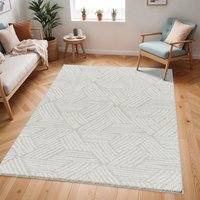 Cloudy Shag Shaggy Beige Geometric Plush Soft Pile Living Bedroom Rug cm x 275 cm