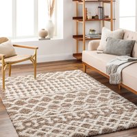 Shaggy Geometric Plush Pile Nour Area Rug cm x 220 cm
