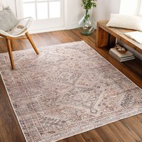Amelie Washable Light Brown Traditionnal Vintage Boho Living Dining Rug cm x 275 cm