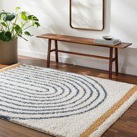 Birmingham Shaggy Blue Grey Global Plush Soft Pile Living Rug cm x 215 cm