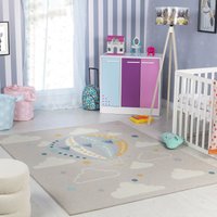 Ankara Multicoloured Grey Washable Rug Rooms cm x 170 cm
