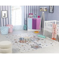 Lilian Multicoloured Beige Washable Rug Rooms cm x 150 cm