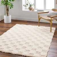 Shaggy Modern Plush Pile Checkered Willa Area Rug Light cm x 220 cm
