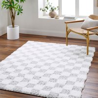 Shaggy Modern Plush Pile Checkered Willa Area Rug cm x 220 cm