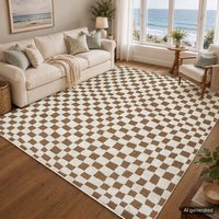 Scandi Modern High Pile Checkered Irina Area Rug cm x 215 cm