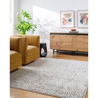Our Pnw Home Cascade Ivory Brown Modern High Pile Living Dining Rug cm x 220 cm