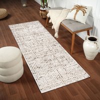 Our Pnw Home Cascade Ivory Brown Modern High Pile Living Dining Rug cm x 215 cm