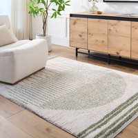Fossay Shag Washable Beige Brown Grey Global High Pile Living Rug cm x 215 cm