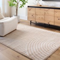 Fossay Shag Washable Beige Brown Grey Modern High Pile Living Rug cm x 215 cm