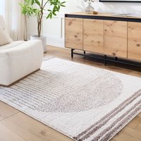 Fossay Shag Washable Beige Brown Grey Global High Pile Living Rug Dark Brown cm x 275 cm