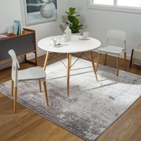 Wanderlust Abstract Grey Ivory Modern Marble Living Dining Bedroom Rug Silver cm x 200 cm