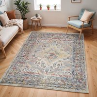 Ankara Vintage Grey Taupe Traditional Boho Living Dining Bedroom Rug cm x 150 cm