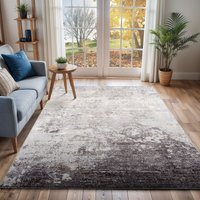 Wanderlust Abstract Grey Ivory Modern Marble Living Dining Bedroom Rug Silver cm x 220 cm