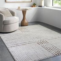 Galey Alix Modern Scandi High Pile Ivory Dark Architect IV Area Rug cm x 275 cm
