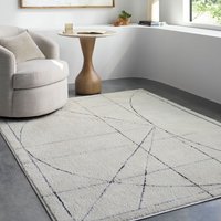 Galey Alix Modern Scandi High Pile Ivory Black Architect V Area Rug cm x 220 cm