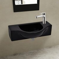 Berkfield Home Ceramic Bathroom Sink Basin with Faucet Hole Black