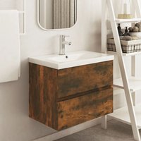 Berkfield Home Sink Cabinet Smoked Oak 60x38.5x45 cm Engineered Wood in Brown