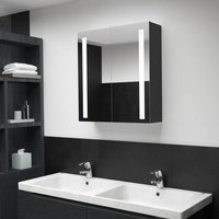 Berkfield Home LED Bathroom Mirror Cabinet 62x14x60 cm in Black | Size: 62 x 14 x 60 cm