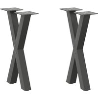 Berkfield Home Coffee Table Legs X-Shaped 2 pcs Anthracite 38x(42-43) cm Steel in Black
