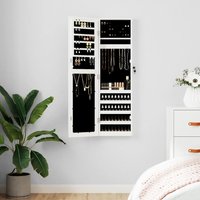 Berkfield Home Mirror Jewellery Cabinet Wall Mounted White 30x8.5x106 cm