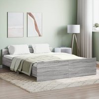 Berkfield Home Bed Frame with Headboard & Footboard Grey Sonoma 140x200 cm