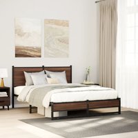 Berkfield Home Metal Bed Frame without Mattress Brown Oak 140x200 cm