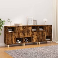 Berkfield Home Sideboards 3 pcs Smoked Oak 60x35x70 cm Engineered Wood in Brown | Size: 60 x 35 x 70 cm