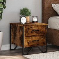 Berkfield Home Bedside Cabinet Smoked Oak 40x41x40 cm Engineered Wood in Brown | Size: 40 x 41 x 40 cm