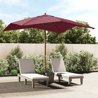 Berkfield Home Garden Parasol with Wooden Pole Bordeaux Red 300x300x273 cm | Size: 300 x 300 x 273 cm