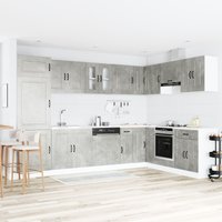Berkfield Home Kitchen Cabinet "Kalmar" with Double Basins Concrete Grey Engineered wood