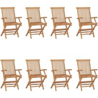 Berkfield Home Folding Garden Chairs 8 pcs Solid Teak Wood in Brown