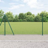 Berkfield Home Welded Wire Fence with 7 Flanged Posts Green 1.2x10 m Steel