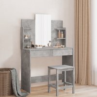 Berkfield Home Dressing Table with Mirror Concrete Grey 96x39x142 cm | Size: 96 x 39 x 142 cm