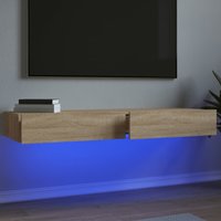 TV Cabinets LED Lights 2 pcs Sonoma Oak 60x35x15.5 cm