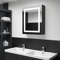 Berkfield Home LED Bathroom Mirror Cabinet 50x13x70 cm in Black | Size: 50 x 13 x 70 cm