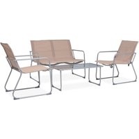 Berkfield Home 4 Piece Garden Lounge Set Fabric & Steel Taupe