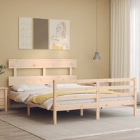 Berkfield Home Bed Frame with Headboard 160x200 cm Solid Wood in Brown