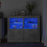 Berkfield Home Side Cabinets with LED Lights 2 pcs Concrete Grey Engineered Wood
