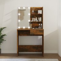 Dressing Table LED Smoked Oak 74.5x40x141 cm