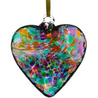 Sienna Glass 12cm Friendship Heart Multicoloured Turquoise in Green