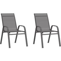 Berkfield Home Stackable Garden Chairs 2 pcs Grey Textilene Fabric
