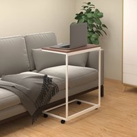 Berkfield Home Side Table with Wheels White 55x35x70 cm Engineered Wood | Size: 55 x 35 x 70 cm