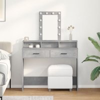 Berkfield Home Dressing Table with LED Lights Concrete Grey 100x41x140 cm | Size: 100 x 41 x 140 cm