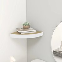 Berkfield Home Wall Corner Shelf Oak & White 25x25x3.8 cm MDF in Brown