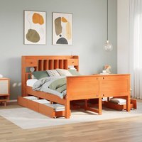 Bookcase Bed without Mattress Wax 140x200 cm Solid Wood Pine