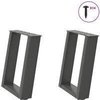 Berkfield Home Coffee Table Legs U-Shaped 2 pcs Anthracite 38x(42-43) cm Steel in Black