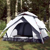 Berkfield Home Camping Tent Dome 3-Person White Blackout Fabric Quick Release